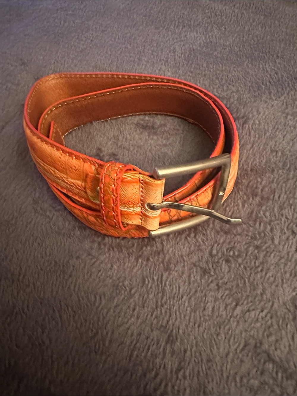 Saffi Men's Leather Casual Belt in Orange